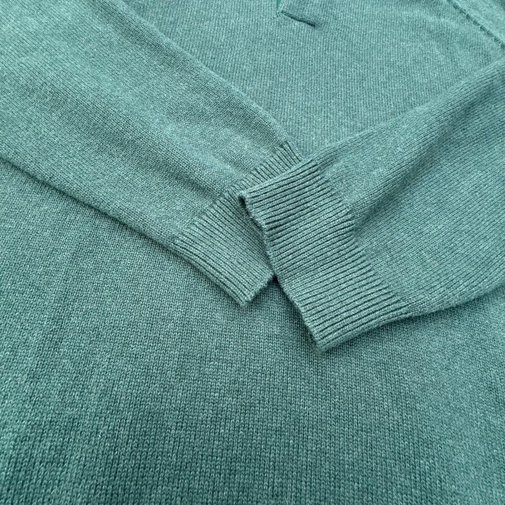 LL Bean Mens XXL Green Cotton Cashmere Blend Polo Collar Raglan Sweater - Picture 3 of 7
